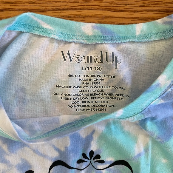 Wound Up Tshirt Women’s Junior Large (11-13) Blue Tie Dye Top Know Your Worth - Picture 2 of 5